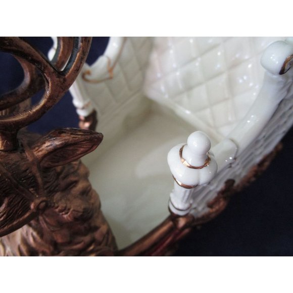 Intricate Reindeer Head Porcelain Ceramic Sleigh EUC Vintage Dillard's 1990's - Picture 8 of 16